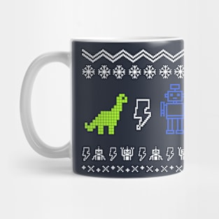 Dino Vs. Robot Ugly Christmas Sweater Mug